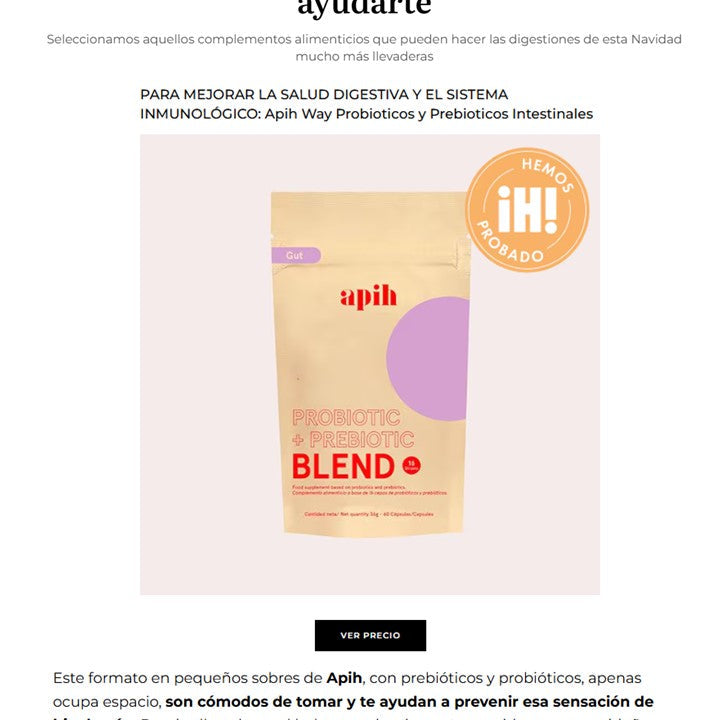 HOLA: Por qué los probióticos son clave para recuperarte tras excesos (y cómo Apih lo hace diferente)