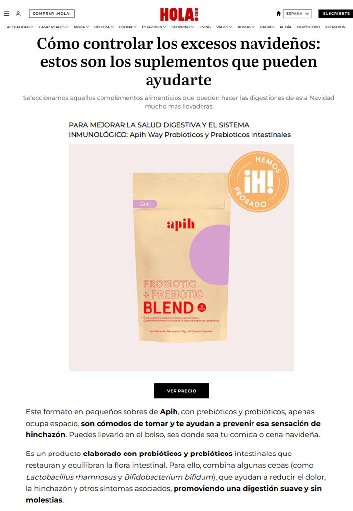HOLA: Por qué los probióticos son clave para recuperarte tras excesos (y cómo Apih lo hace diferente)
