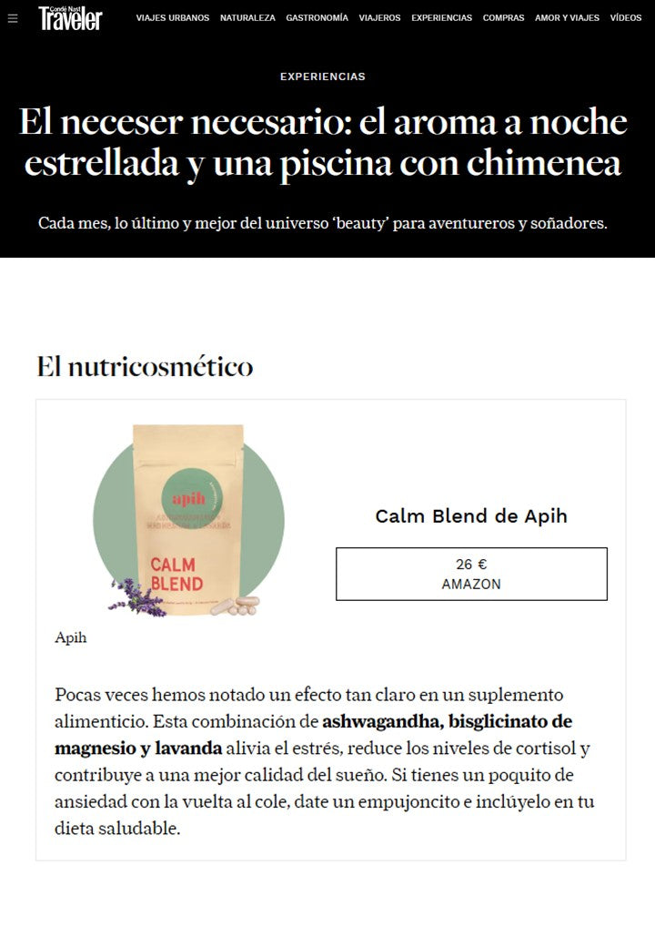 Calm Blend de Apih: el suplemento para el estrés y el sueño que conquista las rutinas de otoño (y aparece en Traveler)