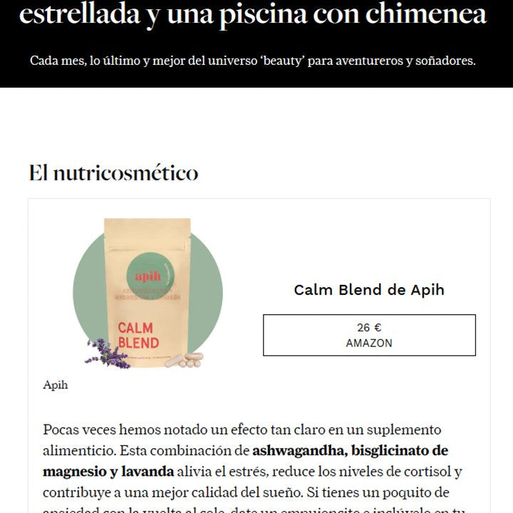 Calm Blend de Apih: el suplemento para el estrés y el sueño que conquista las rutinas de otoño (y aparece en Traveler)